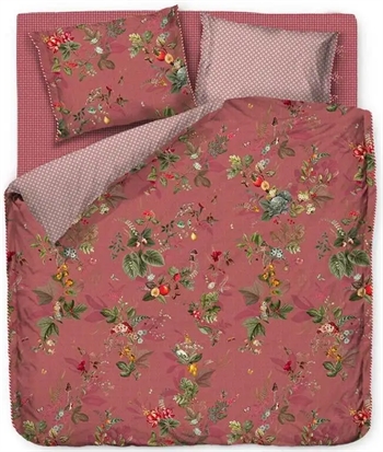 Se Pip Studio sengetøj - 140x220 cm - Leaf pink - Blomstret sengetøj - Vendbar dynebetræk i 100% bomuld hos Dynezonen.dk